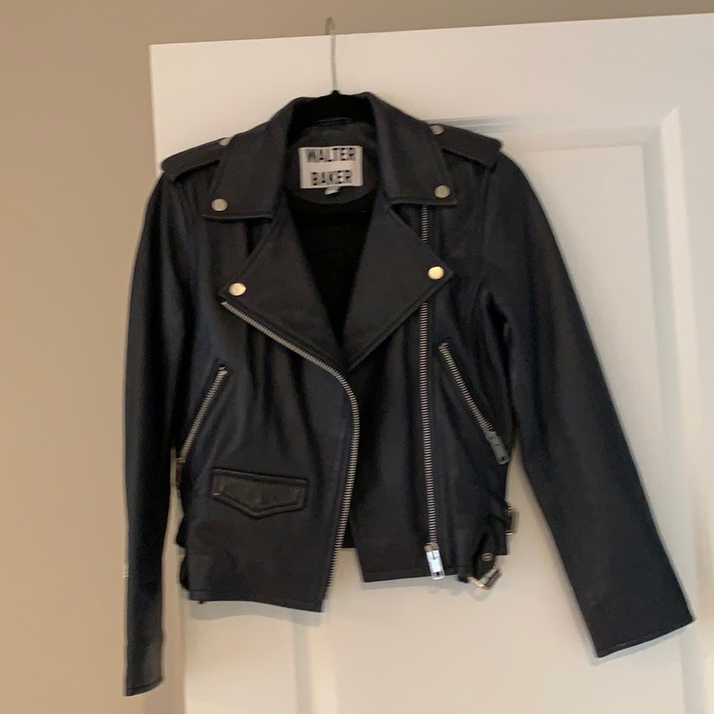 Walter Baker leather jacket in navy